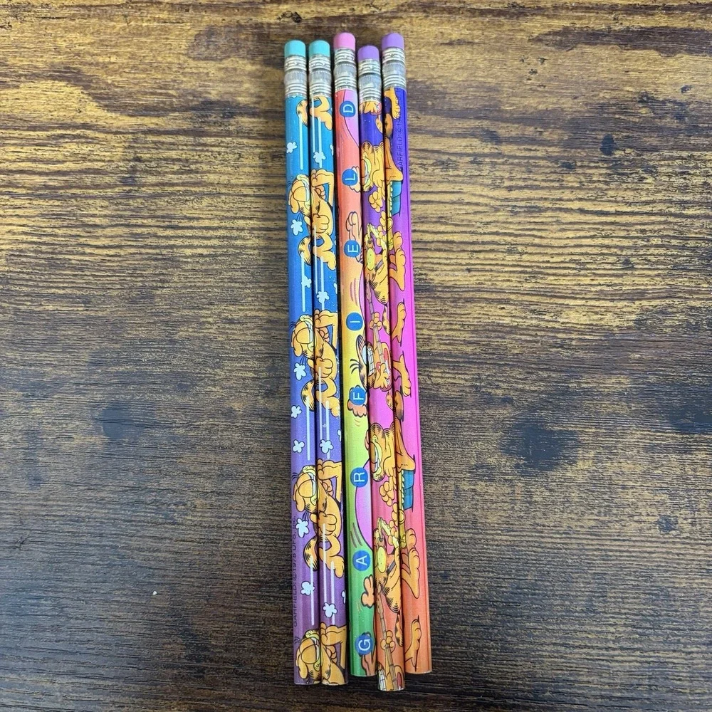Vintage 1978 Garfield PENCIL LOT OF 5 Unused Loose Pencils Regular Size